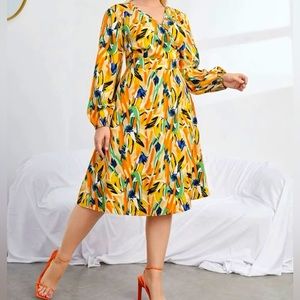 Size XL colorful overlap collar dress